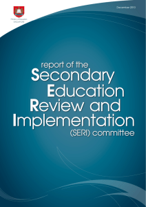 Report of the Secondary Education, Review and
