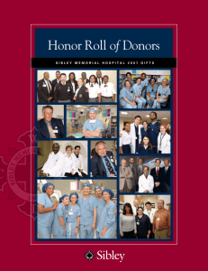 Honor Roll of Donors - Sibley Memorial Hospital Foundation