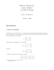Solution Manual for: Linear Algebra by Gilbert Strang