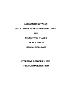 Agreement Between Walt Disney Parks And Resorts
