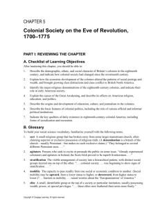 Colonial Society on the Eve of Revolution, 1700–1775