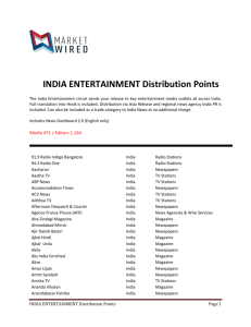 INDIA ENTERTAINMENT Distribution Points