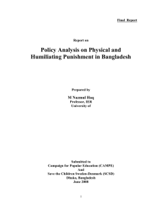 Policy Analysis on Physical and Humiliating Punishment in