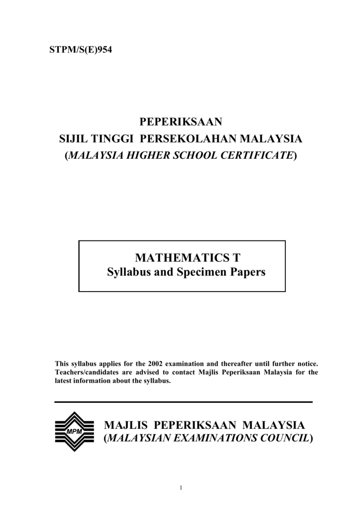 Mathematics T Portal Rasmi Majlis Peperiksaan Malaysia