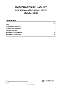 mathematics syllabus t