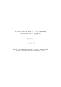 The Valuation of Weather Derivatives using Partial Differential