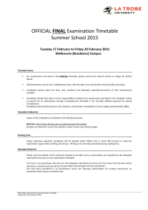 OFFICIAL FINAL Examination Timetable Summer School 2015