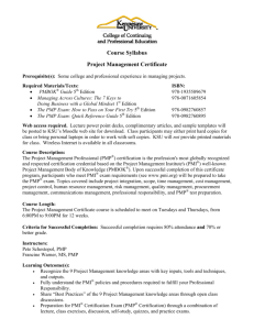 Course Syllabus Project Management Certificate