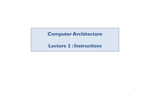 Computer Architecture Lecture 2 : Instructions