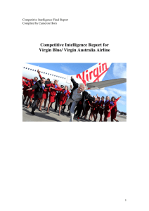 Competitive Intelligence Report for Virgin Blue/ Virgin Australia Airline