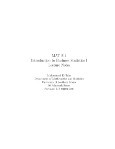 MAT 211 Introduction to Business Statistics I Lecture Notes