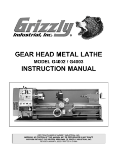 Grizzly 12x36 Lathe Manual - University of San Diego Home Pages