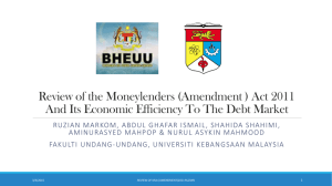 Review of the Moneylenders (Amendment ) Act 2011 And Its