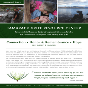 2013 Annual Report - Tamarack Grief Resource Center