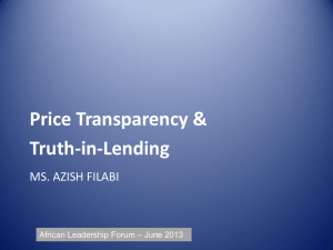 Price Transparency & Truth-in-Lending