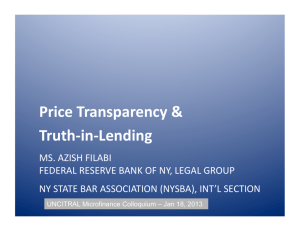 Price Transparency & Truth-‐in-‐Lending