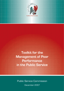 Toolkit for the Management of Poor Performance in the Public Service