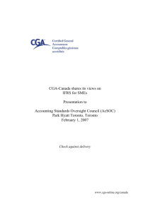 CGA-Canada shares its views on IFRS for SMEs