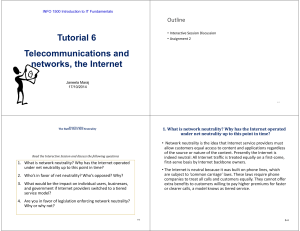 Tutorial 6 Telecommunications and networks, the Internet