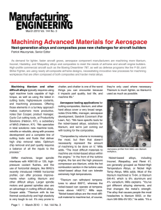 Machining Advanced Materials for Aerospace