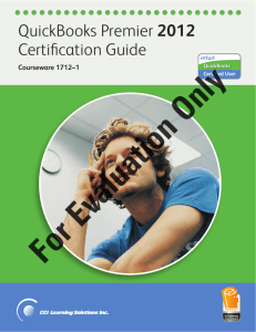 QuickBooks Premier 2012 Certification Guide