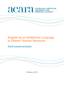 English as an Additional Language or Dialect Teacher Resource