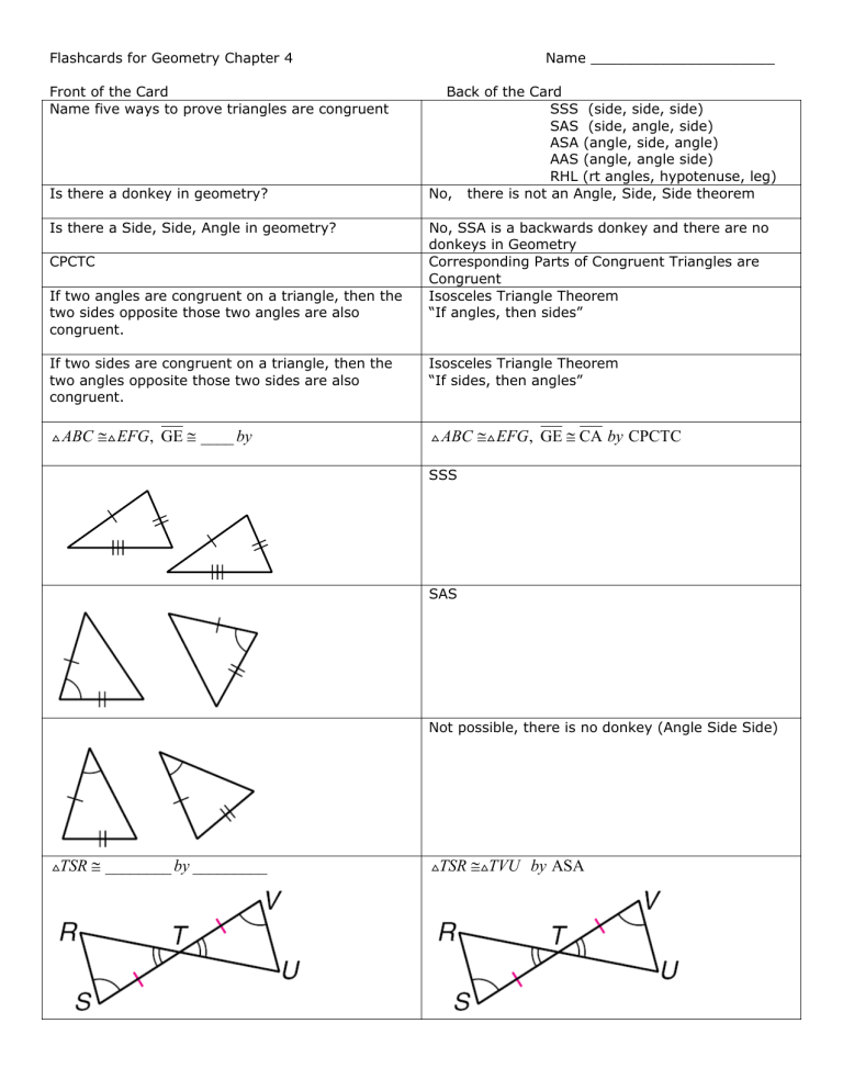 Flashcards For Geometry Chapter 4