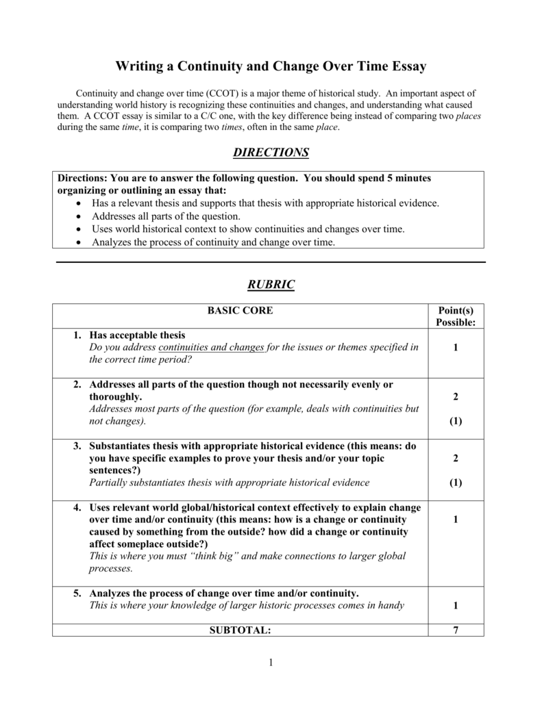 continuity and change over time essay examples