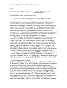 Canada and Continental Integration under NAFTA since 9-11