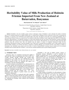 Heritability Value of Milk Production of Holstein Friesian