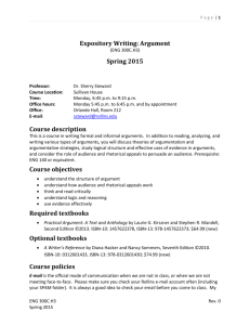 Expository Writing: Argument Spring 2015 Course description