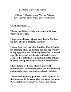 Syracuse University Forum William Wilberforce and Harriet Tubman