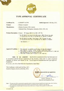 TYPE APPROVAL CERTIFICATE