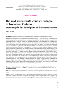 The mid seventeenth century collapse of Iroquoian Ontario