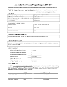 Application For ConnectOregon Program 2005-2006