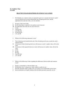 practice exam questions on stock valuation