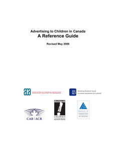 Advertising to Children in Canada - A Reference Guide