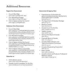 Additional Resources - Saskatchewan Arts Alliance