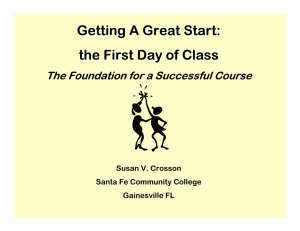 Getting A Great Start: the First Day of Class