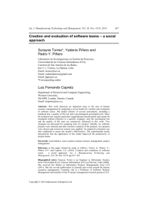 Creation and evaluation of software teams – a social approach