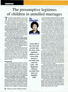 The presumptive legitimes of children in annulled marriages