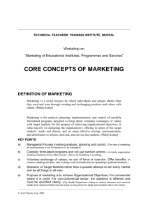 Core Concepts of Marketing - Hindustan Studies and Services Ltd.