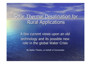 Solar Distillation for Rural Applications - ADU-RES