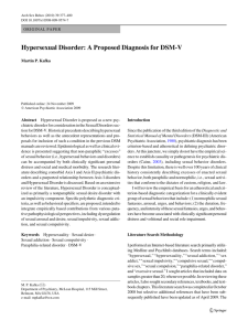 Hypersexual Disorder: A Proposed Diagnosis for DSM-V - DSM-5