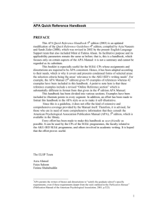 APA Quick Reference Handbook - 5th Edition