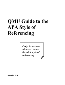 QMU Guide to the APA Style of Referencing