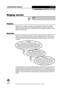 Singing stories: Music - Level 1: The Arts (2002) sourcebook modules