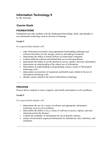 Information Technology 9 Course Outline