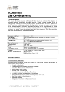 Life Contingencies Course Outline 2014