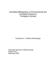Annotated Bibliography on Environmental and Ecological Impacts of